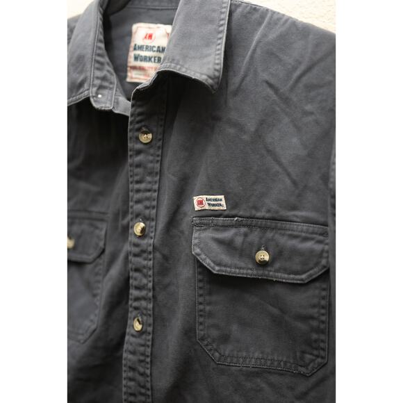 American Worker Gray Canvas Work Shirt – Heavy Twill Overshirt, Size L - Picture 4 of 4